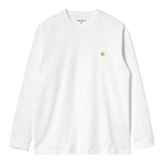 Carhartt WIP Longsleeve Chase T-Shirt White/Gold. Foto da parte da frente.