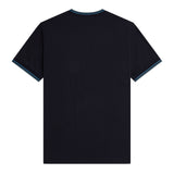 Fred Perry Twin Tipper T-Shirt Navy/Soft Blue/Silver Blue. Foto da parte de trás.