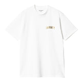Carhartt WIP University Script T-Shirt White/Gold. Foto da parte da frente.