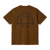 Carhartt WIP Work Varsity T-Shirt Deep Hamilton Brown/Black. Foto da parte de trás.