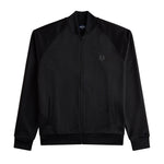 Fred Perry Tonal Taped Bomber Track Jacket Black. Foto de frente.