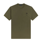 Fred Perry Pocket Detail Pique Shirt Military Green. Foto de frente.