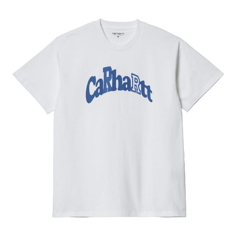 Carhartt WIP Amherst T-Shirt White/Gulf. Foto de frente.
