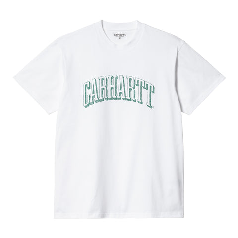 Carhartt WIP Scrawl Script T-Shirt White/Juniper. Foto da parte da frente.