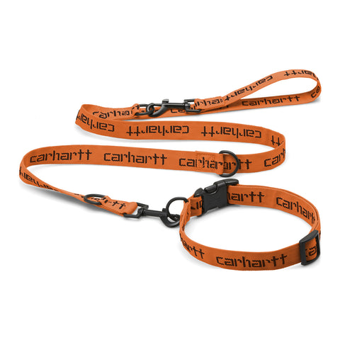 Carhartt WIP Script Dog Leash & Collar Carhartt Orange/Black. Foto do artigo.