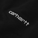 Carhartt WIP Script Embroidery Sweat Black/White. Foto de detalhe do logo bordado no peito.