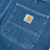Carhartt WIP Simple Pant Blue Stone Washed. Foto de detalhe do bolso de trás.