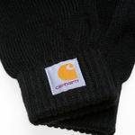 Carhartt WIP Watch Gloves em preto. Foto de detalhe do logotipo.