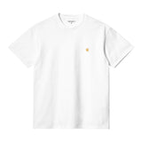 Carhartt WIP Chase T-Shirt White/Gold. Foto de frente.