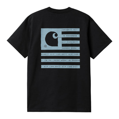 Carhartt WIP Label State Flag T-Shirt Black/Misty Sky. Foto da parte da frente.
