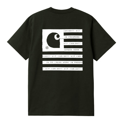 Carhartt WIP Label State Flag T-Shirt Dark Cedar/White. Foto da parte de trás.